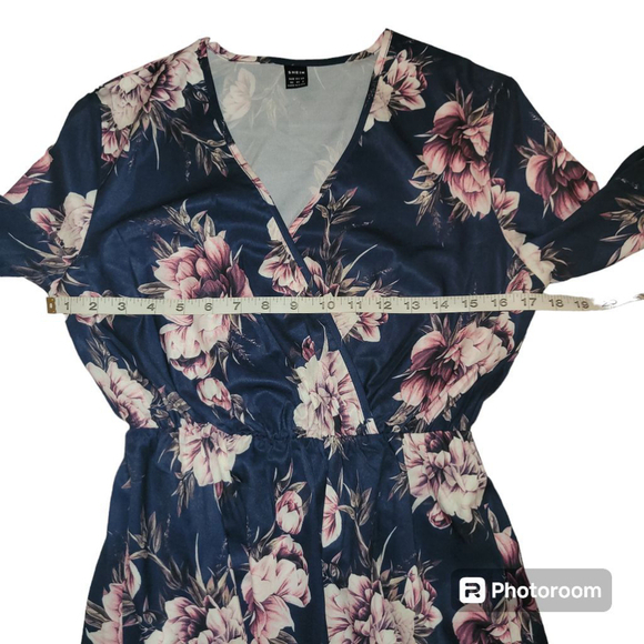 Women's Shein Floral Wrap Dress Size XS Blue - Picture 9 of 10
